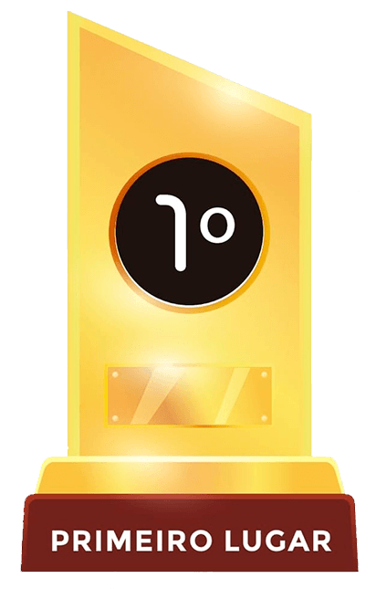Um troféu que diz o primeiro lugar nele