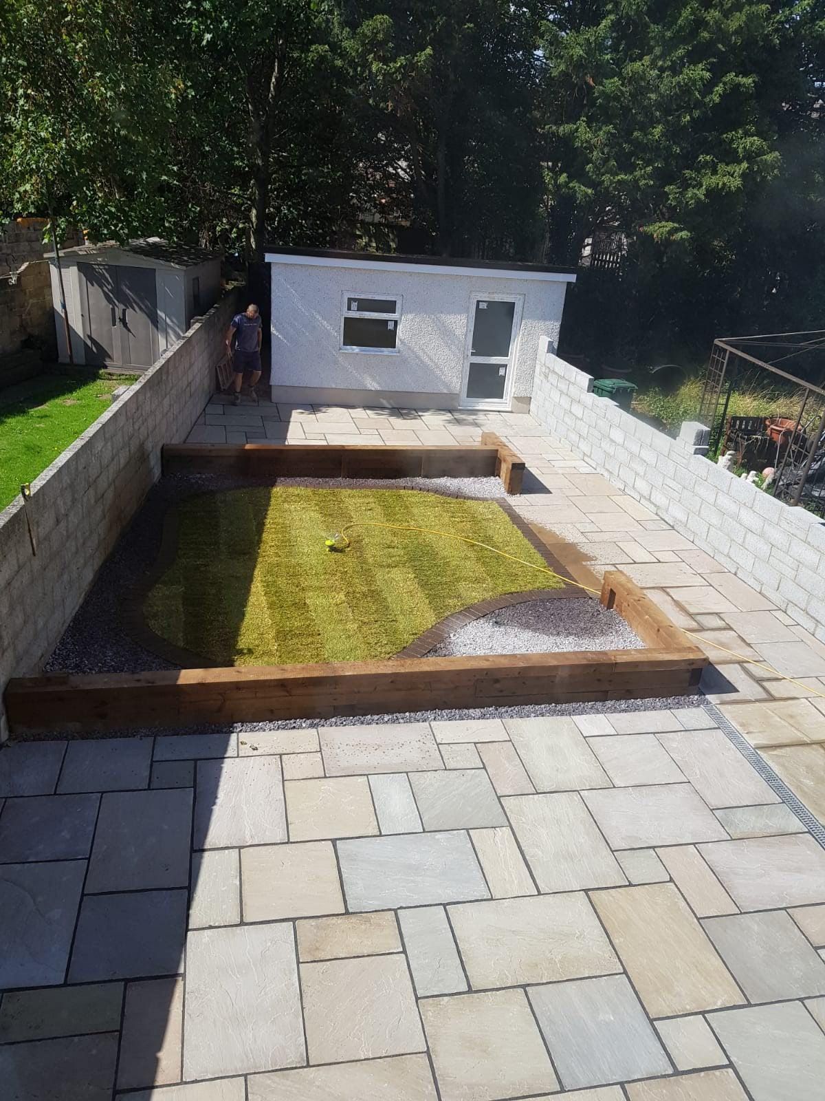 Decking and block paving
