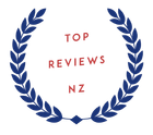 A laurel wreath with the words top reviews nz on it