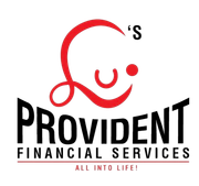 Provident Financial Services logo with red abstract figure and black text, “All Into Life!” tagline