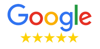 Google logo with five yellow stars beneath it