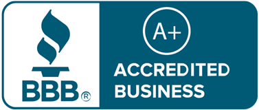 BBB A+ Accredited Business badge in blue and white