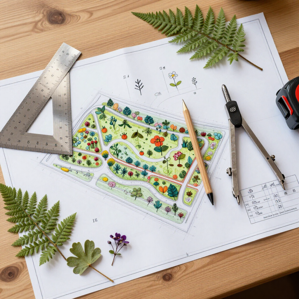 Planos y herramientas de diseño para jardinería