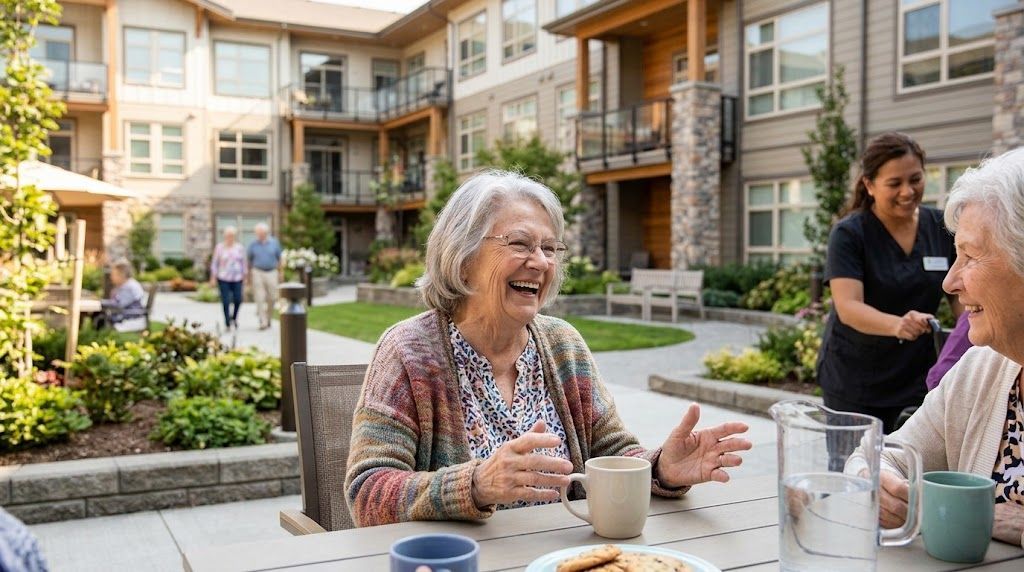 Happy senior in a senior living facility