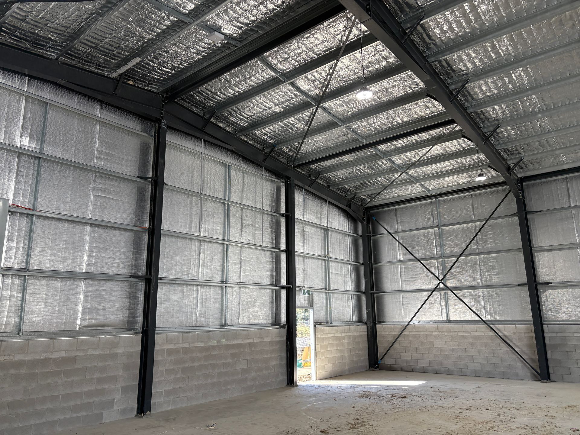 New shed installation with internal insulation.