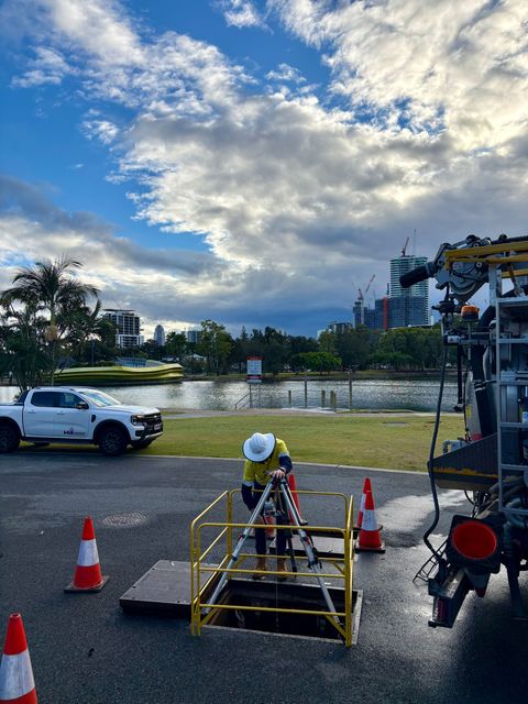 Sewer Inspection with car vac truck and tripod