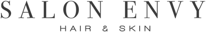 Salon Envy Hair & Skin logo with black text on a white background