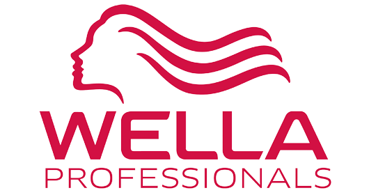 Wella Professionals logo in pink with stylized woman’s profile and flowing hair lines