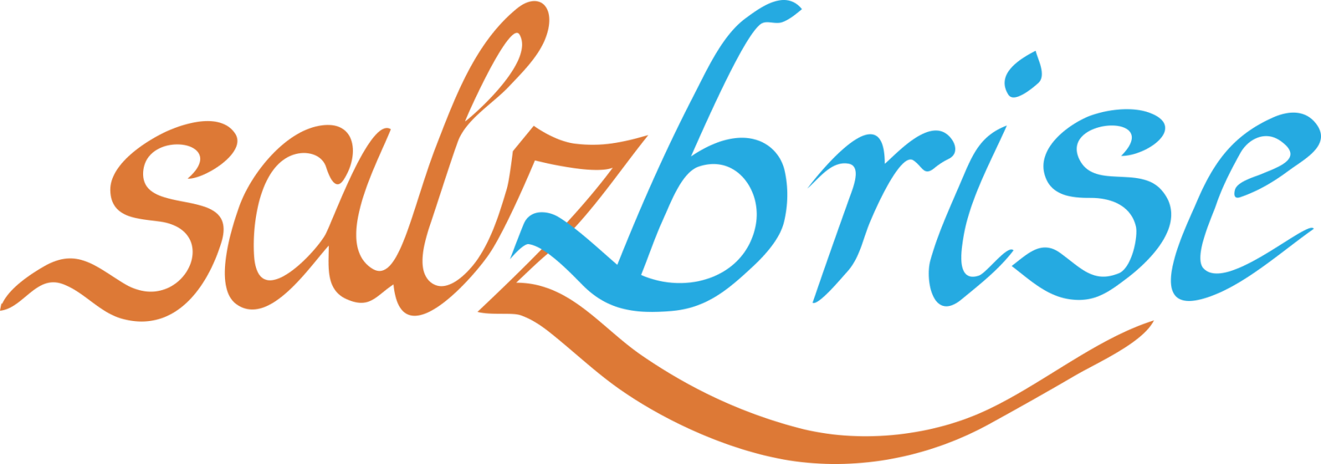 Ein blau-oranges Logo für Salzbrise auf weißem Hintergrund