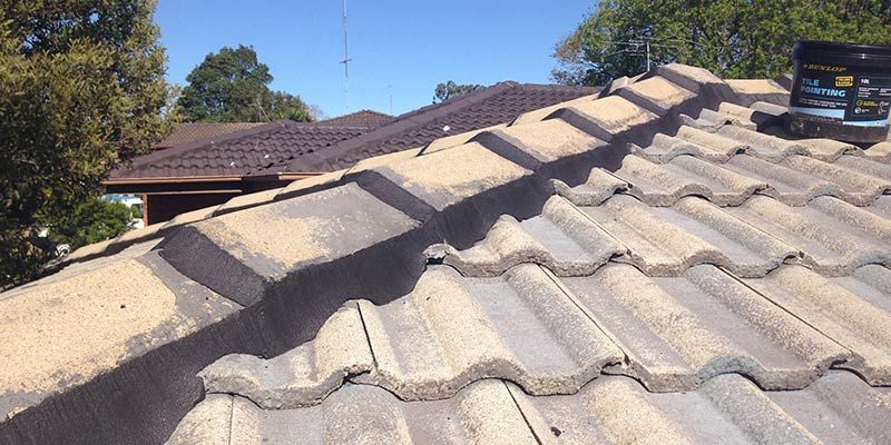 A Close Up Of A Tiled Roof With Trees In The Background — In-Time Roofing In Newcastle, NSW