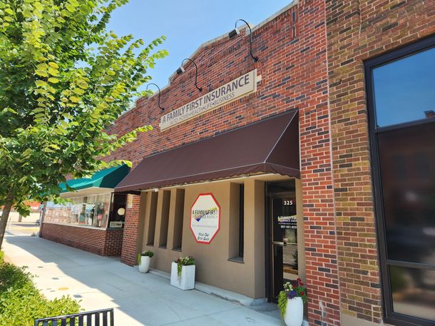 exterior photo of business a family first insurance agency from a street angle