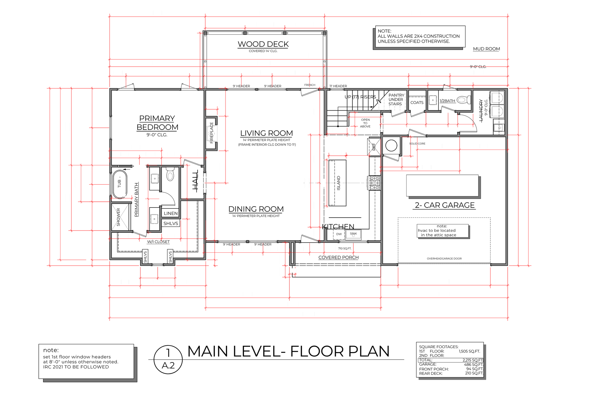 Main level floor plan of a home, showing rooms, doors, windows, and stairs in black lines on a grid.