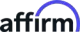 Affirm logo: Black text with a blue arc above the