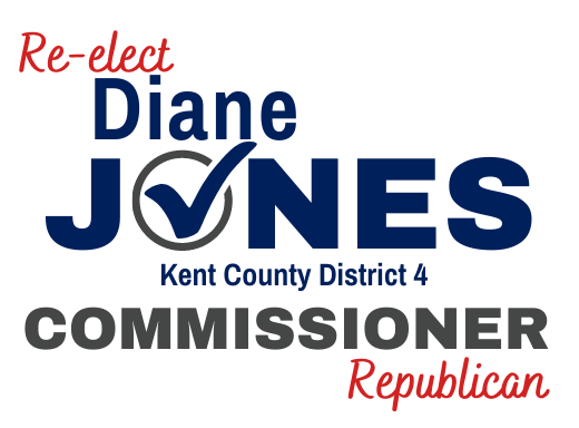 Re-elect Diane Jones for Kent County District 4 Commissioner, with checkmark in