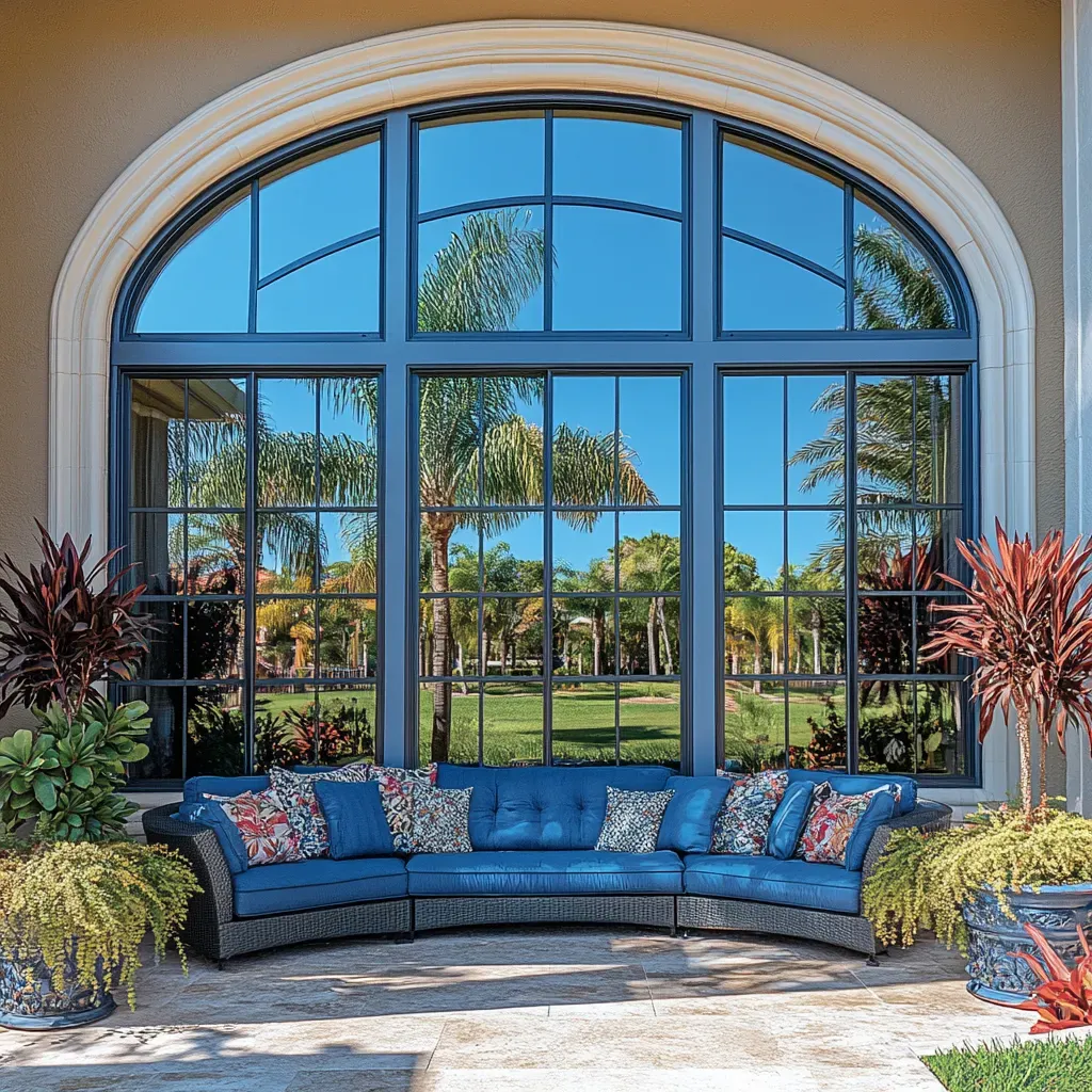 Home window with silver reflective tint