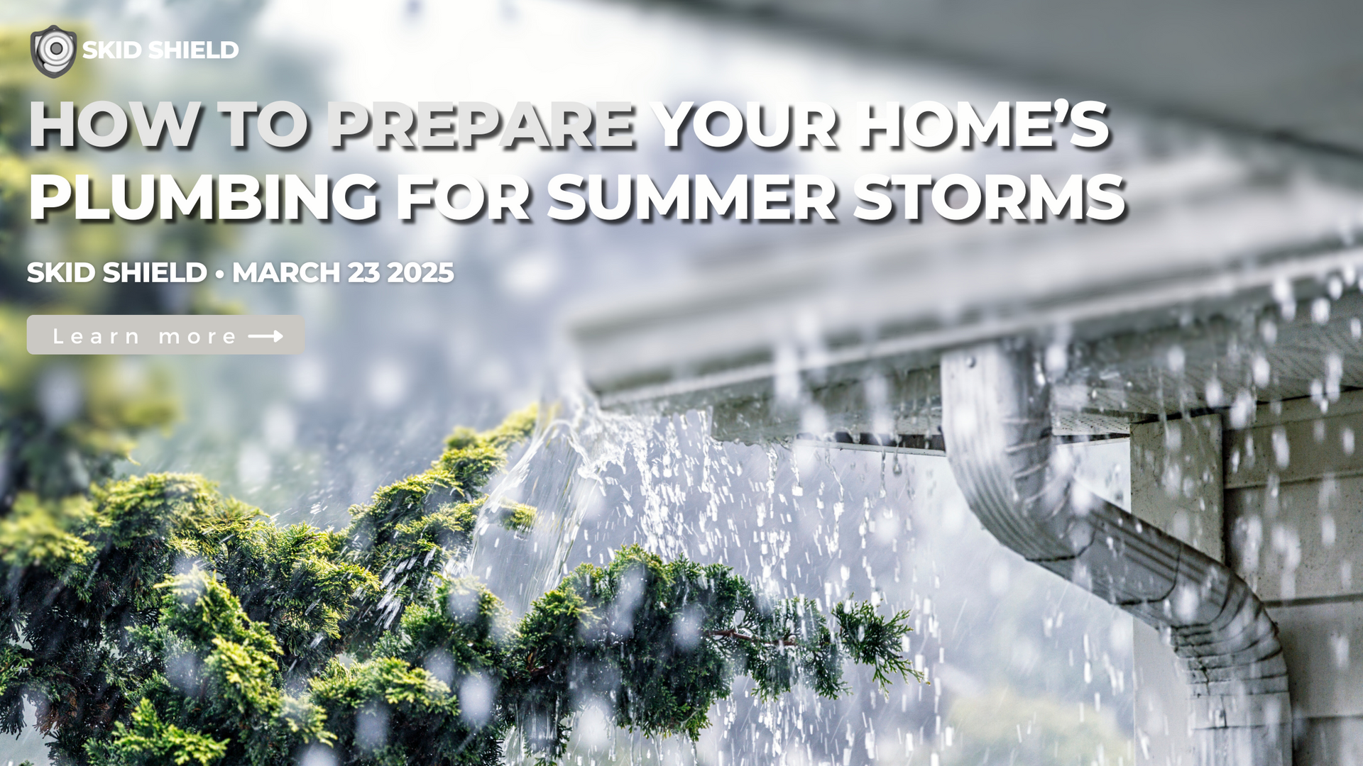 Home gutter systems in a rain storm
