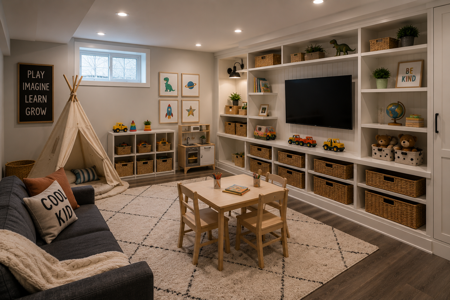 How to Design a Basement Playroom That Still Looks Clean and Organized