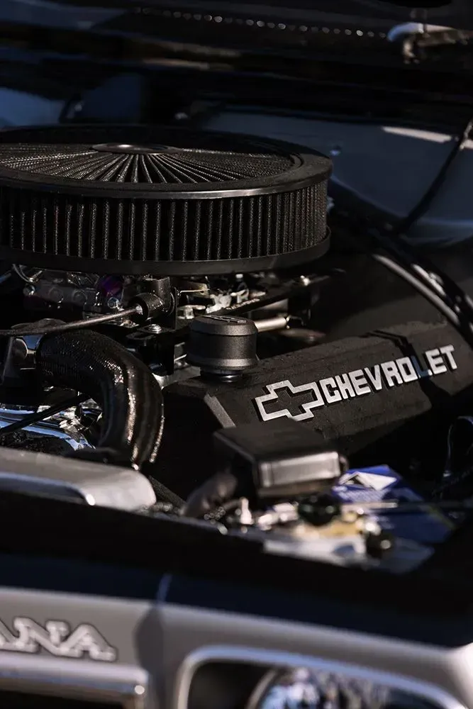 Close-up of a Chevrolet Engine With a Black Air Filter — Carline Automotive and Exhausts in Belmont, NSW
