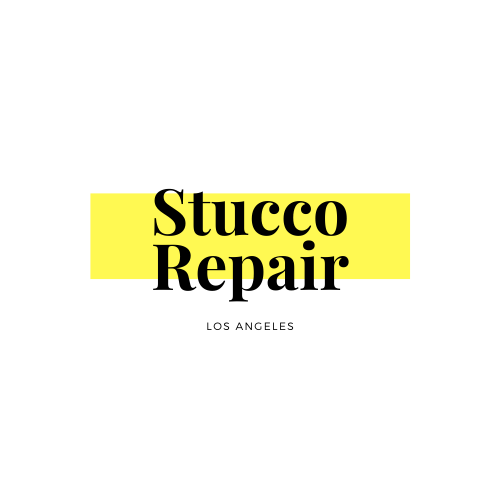 A yellow and black logo for a company called stucco repair los angeles.