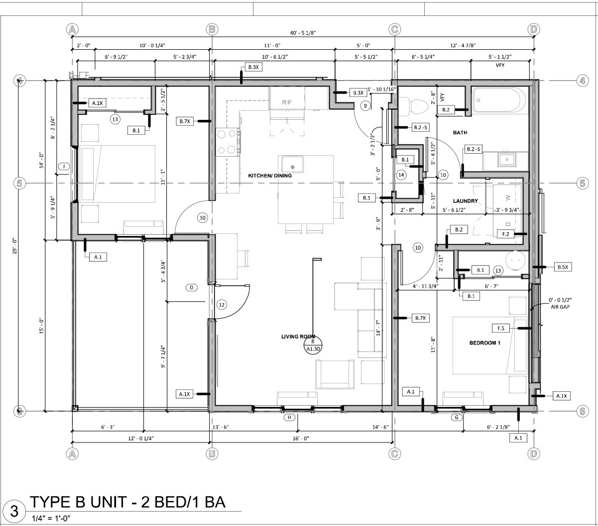 a black and white floor plan of a type b unit