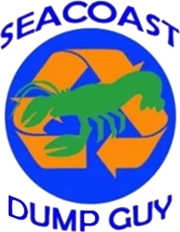 Logo: "SEACOAST DUMP GUY." Blue circle, orange recycling symbol, green lobster.