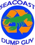 Logo: "SEACOAST DUMP GUY." Blue circle, orange recycling symbol, green lobster.