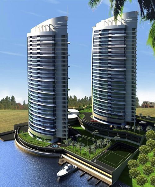 An artist 's impression of a very tall building with the word nyc on it
