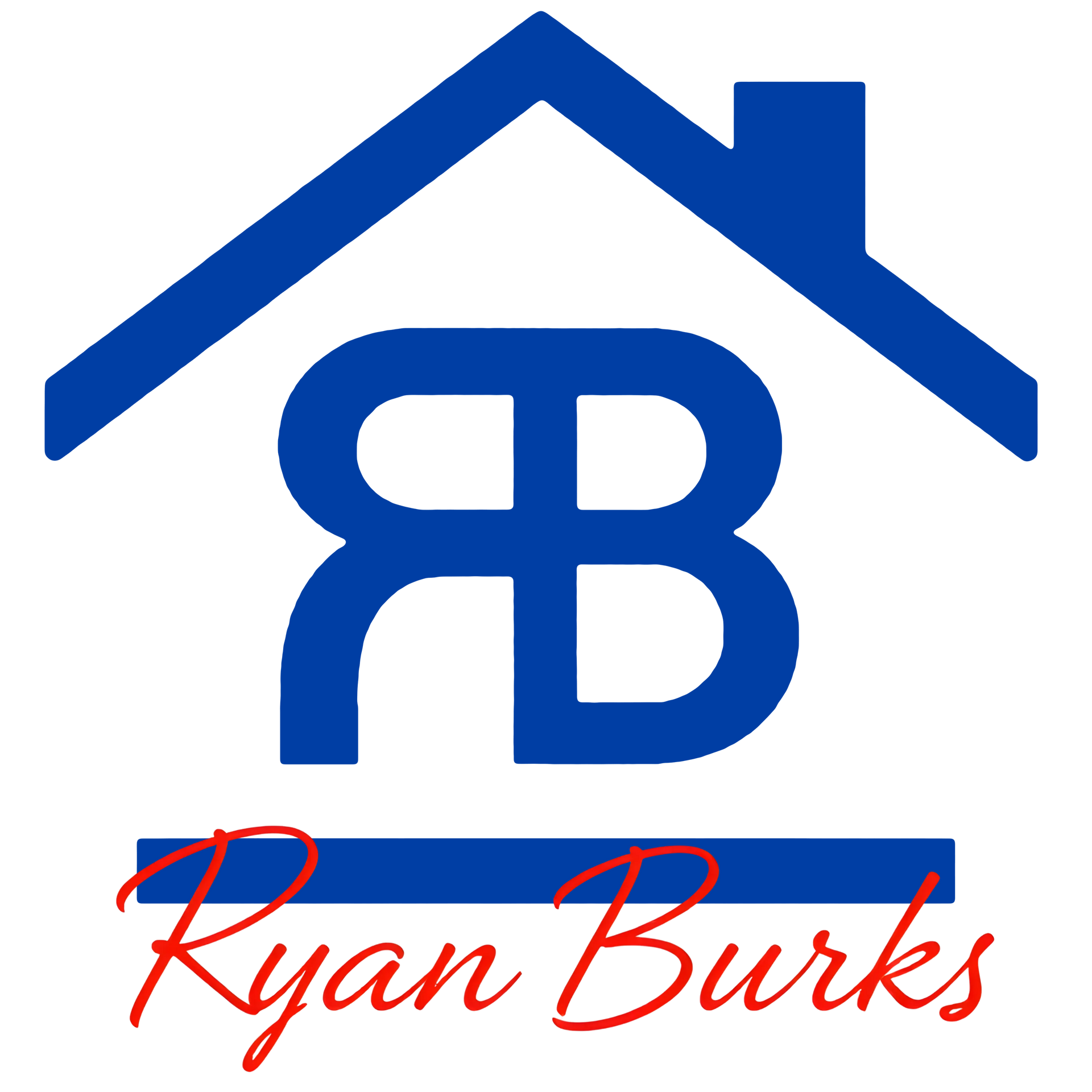 The logo for ryan burks shows a house with a roof