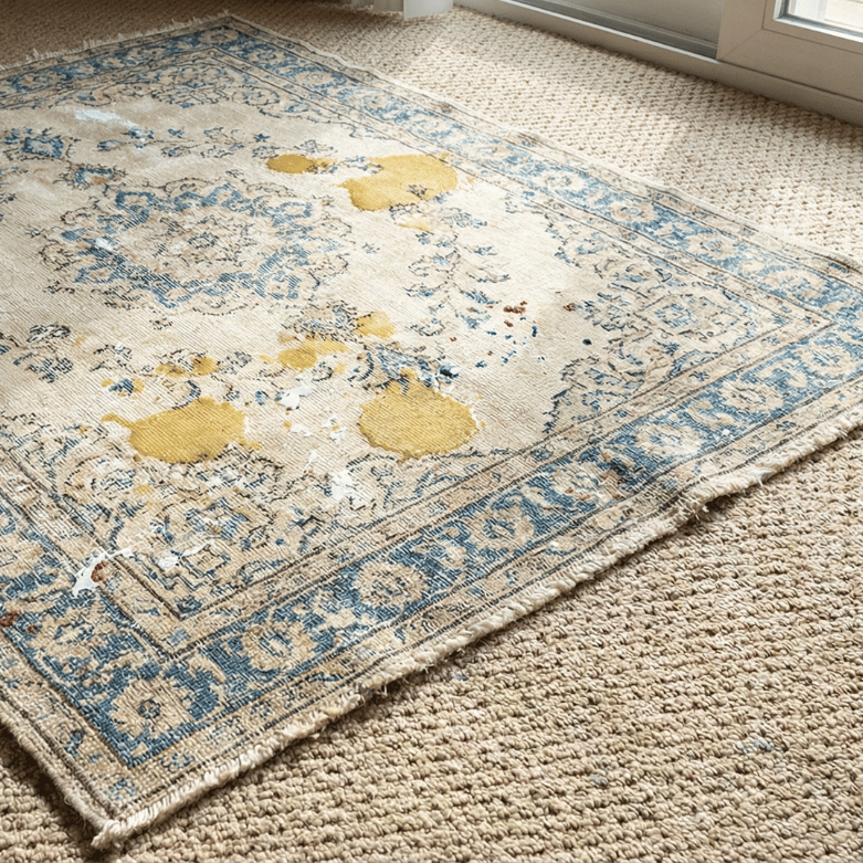 Urine and stains on Area Rug in Calgary, before photo