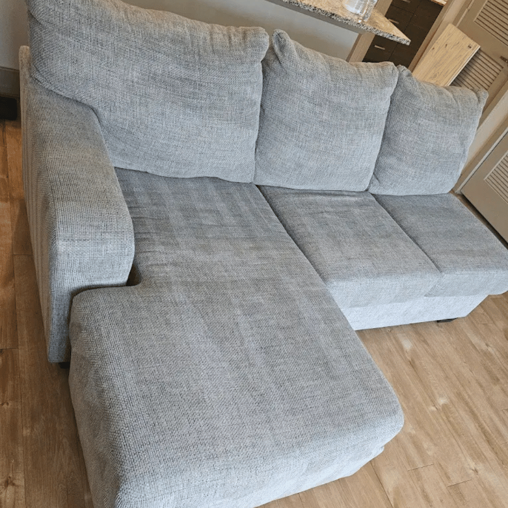 Freshly groomed couch after professional upholstery cleaning Calgary