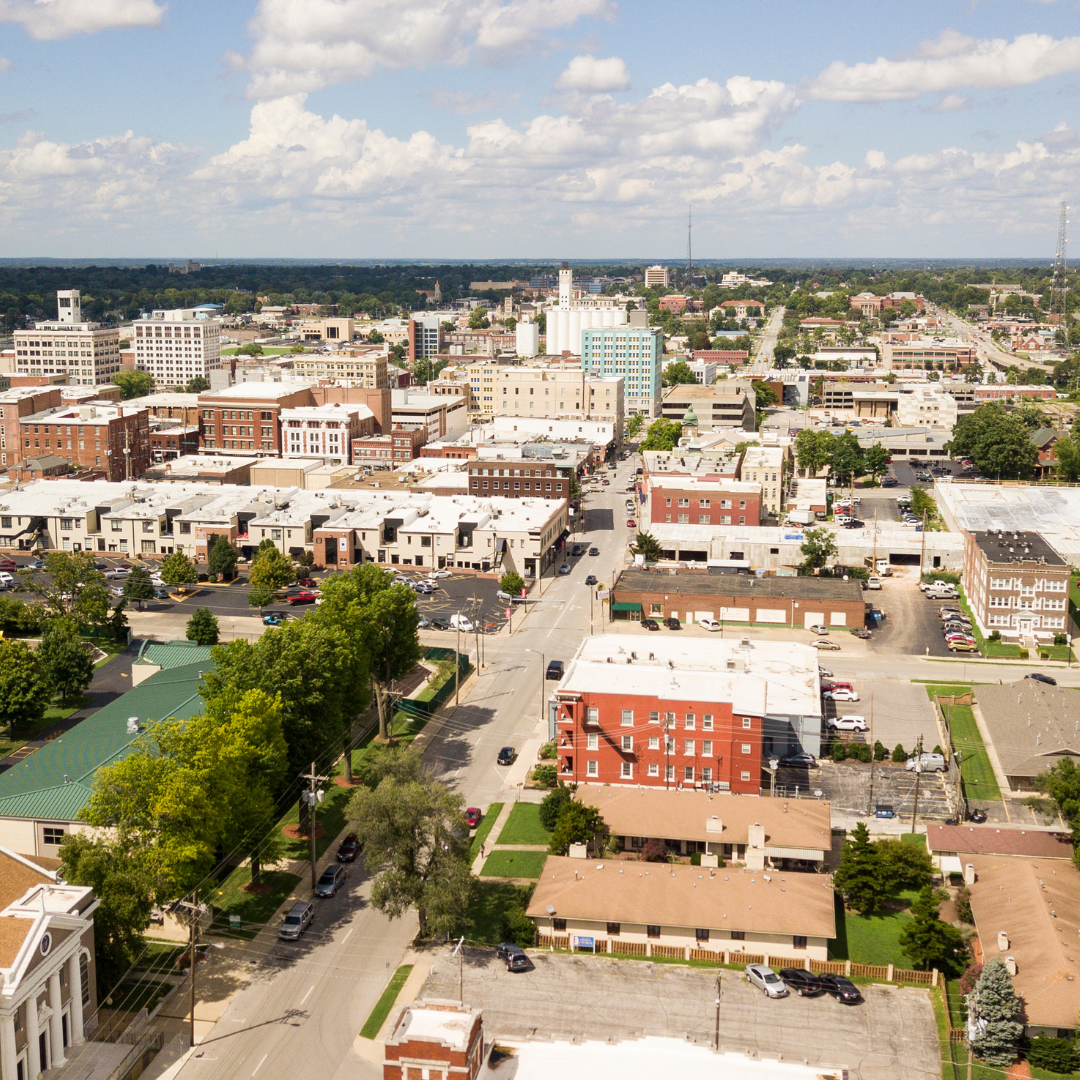Drone image of downtown Springfield, MO
