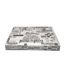 Una scatola per pizza con l'immagine di una pizza sopra.