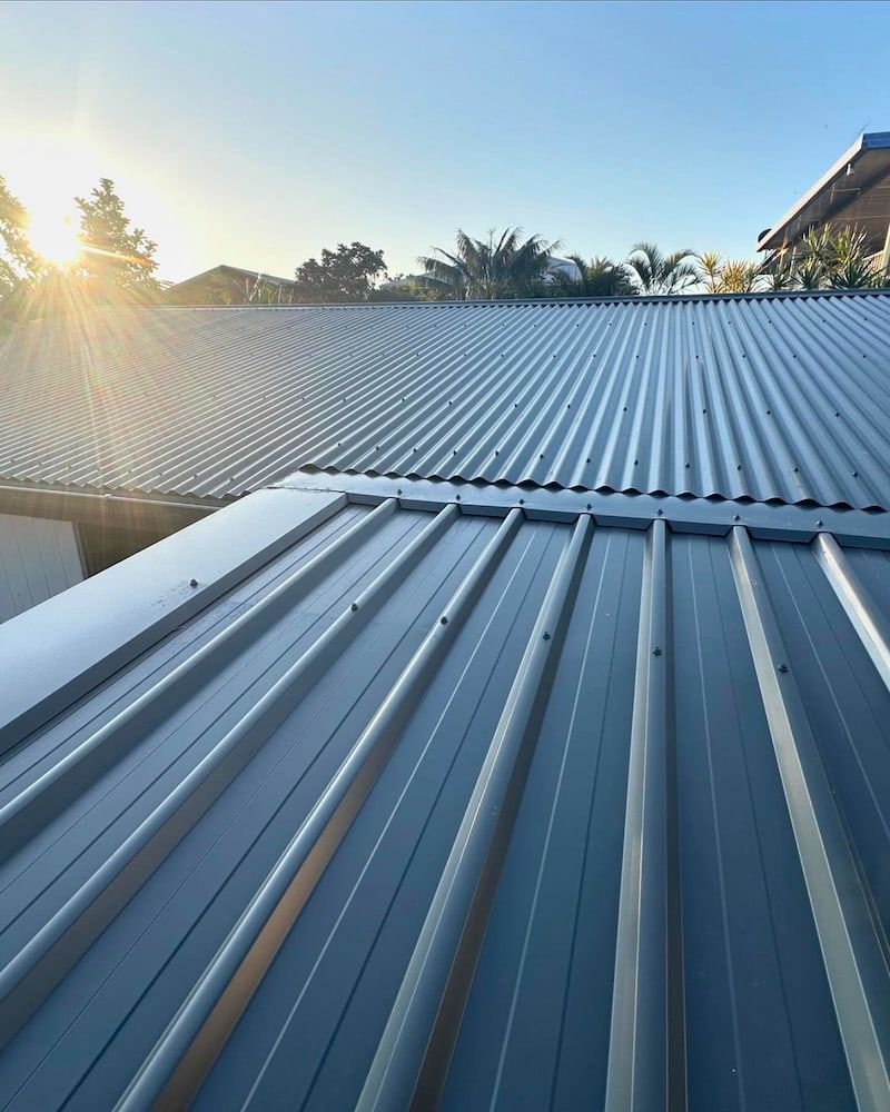 Metal Roofs in Daylight, Sun Shining, Angled Perspective — Ace1 Metal Roofing in Taree, NSW