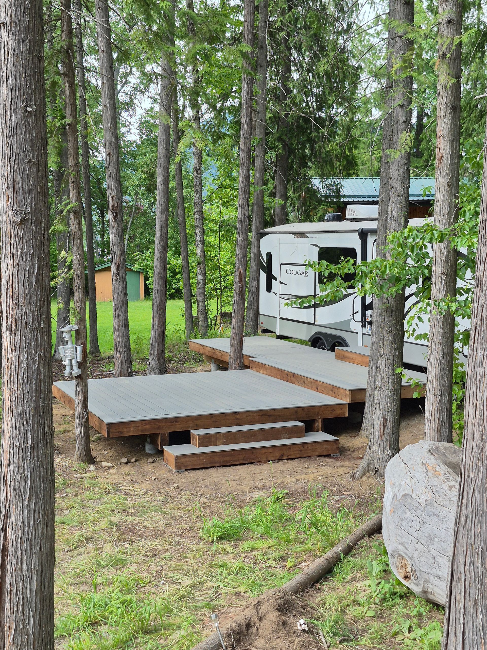  multi-level wooden deck built