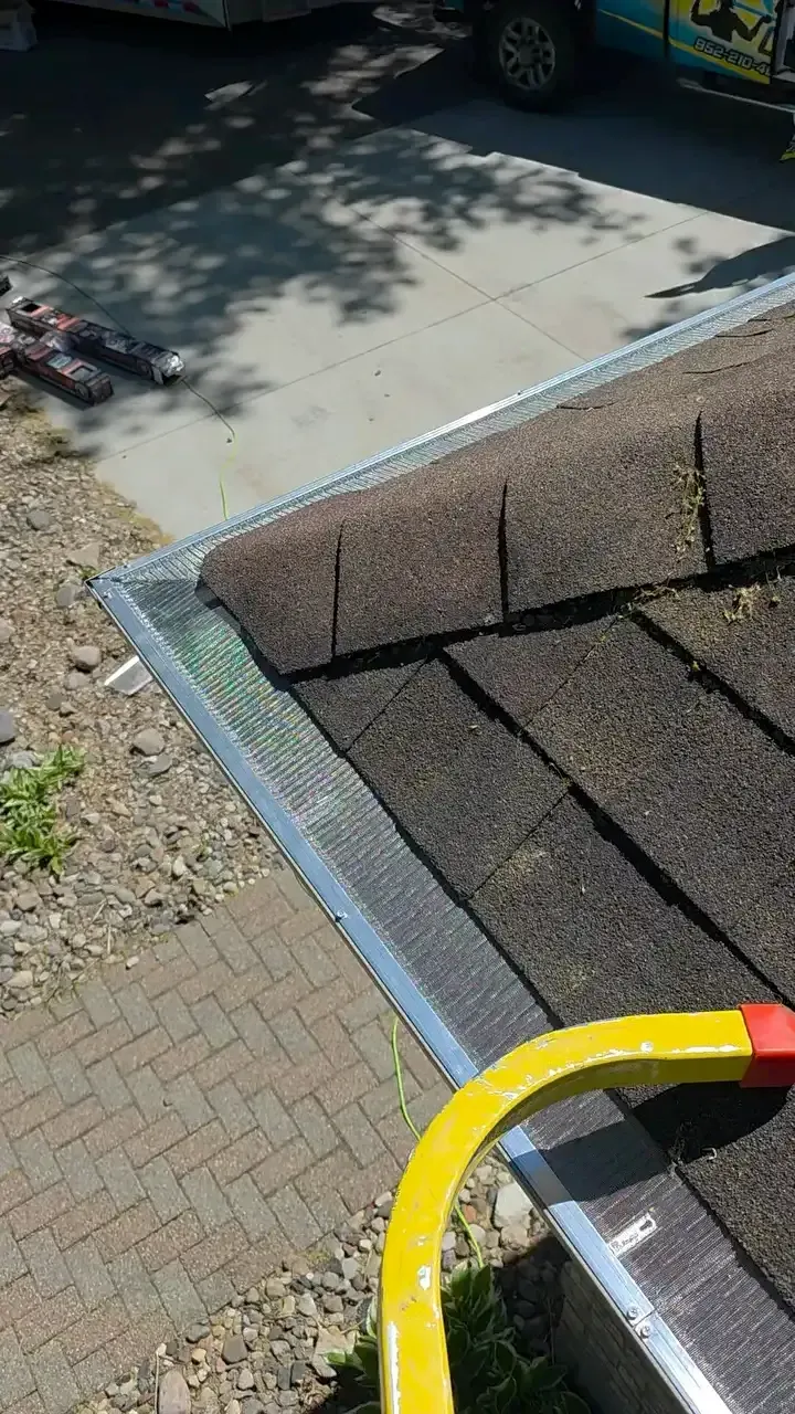 Clean gutter screen installed along a shingle roof on a New Prague, MN home Clean gutter screen installed along a shingle roof on a New Prague, MN home