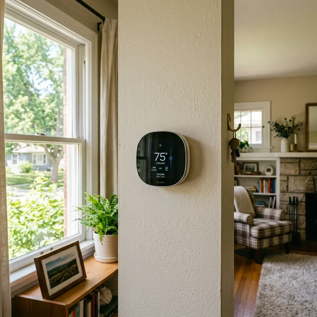 smart thermostat programmed to cool in Omaha home