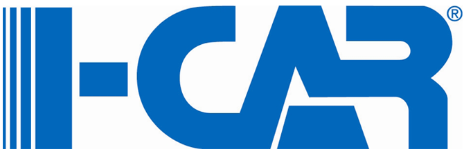 A blue i-car logo on a white background