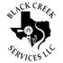 Black Creek Services LLC logo with Texas silhouette and windmill in black and white