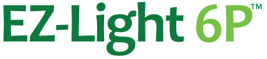 A green and white logo for ez light 6p