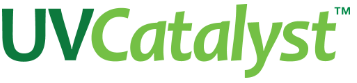 A green and white logo for uv catalyst