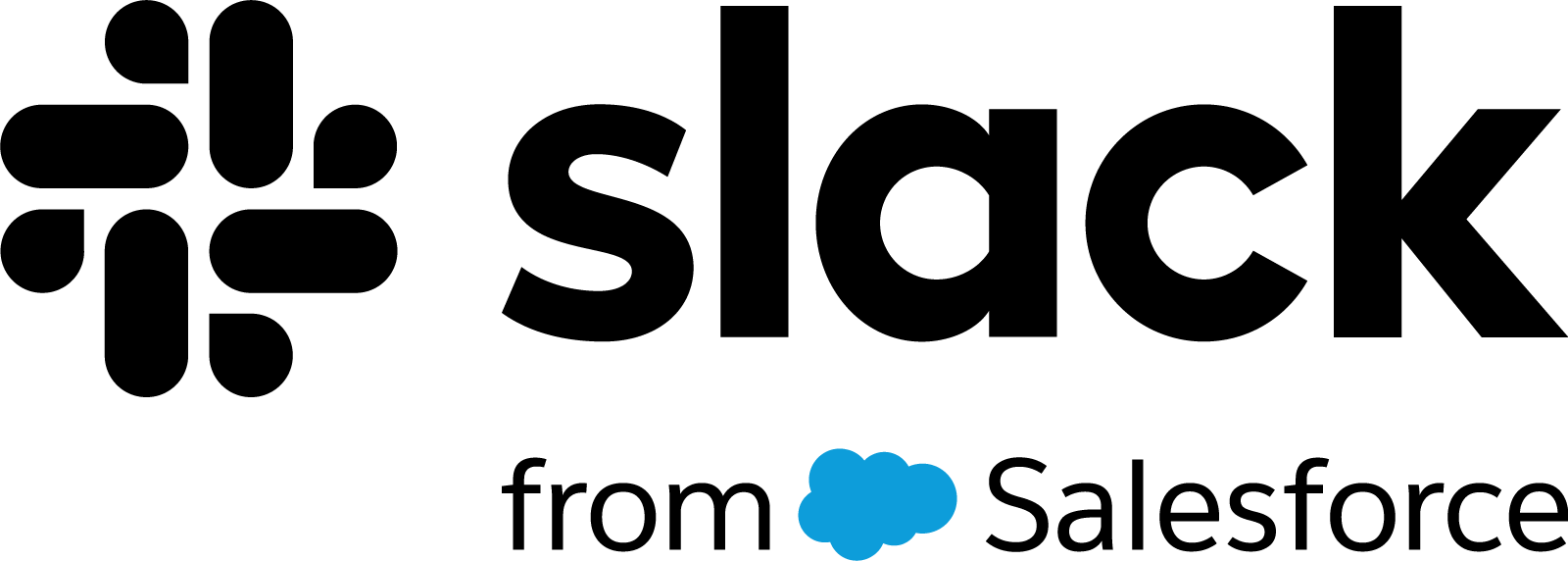 A black and white logo for slack from salesforce.