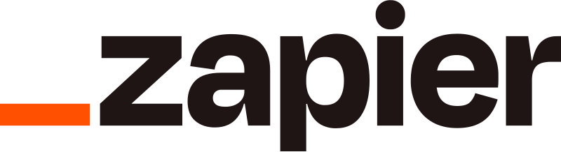The word zapier is written in black and orange on a white background.