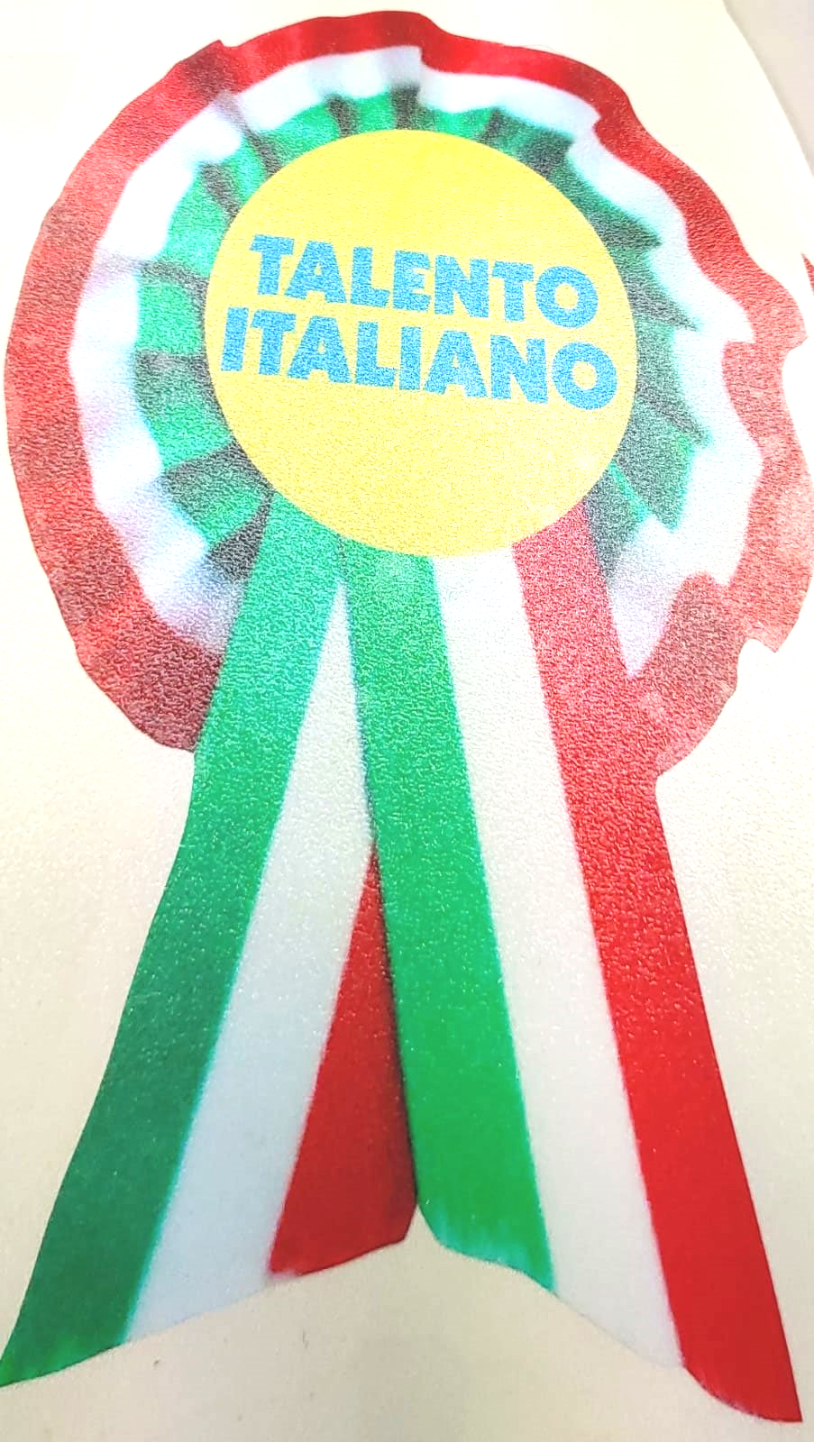 Nastro del premio per il talento italiano con strisce verdi, bianche e rosse. Testo