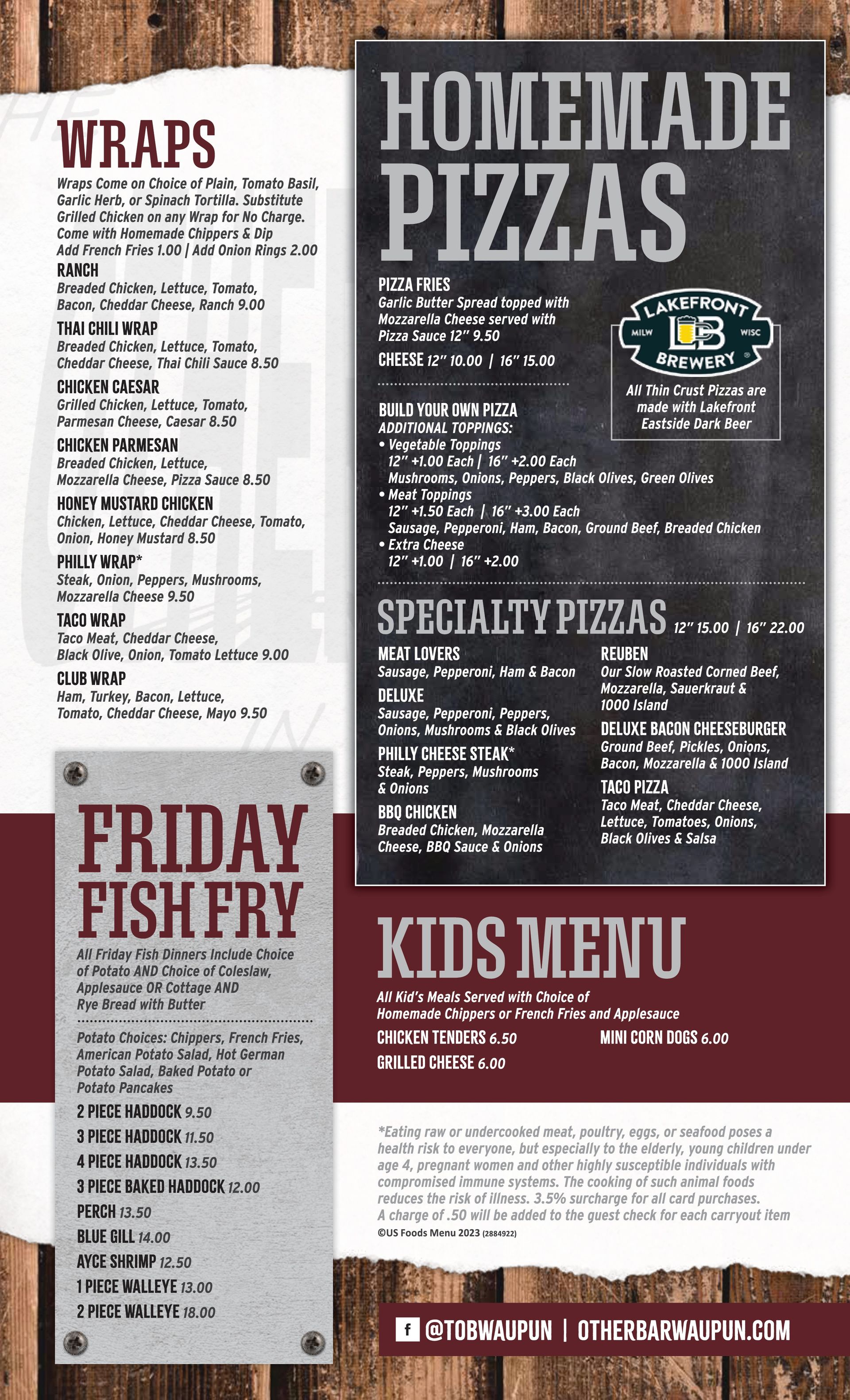 The Other Bar in Waupun Menu Waupun, WI