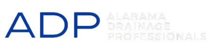 Logo for Alabama Drainage Professionals: Blue "ADP" with "ALABAMA DRAINAGE PROFESSIONALS" in gray text.