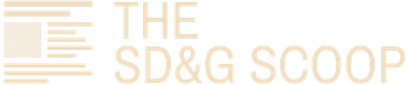 A logo for the sd & g scoop on a white background.