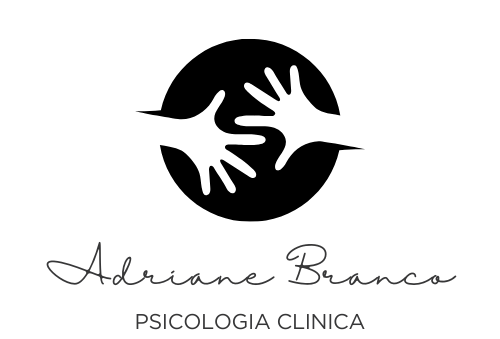 Um logotipo para uma clínica de psicologia com duas mãos em um círculo.