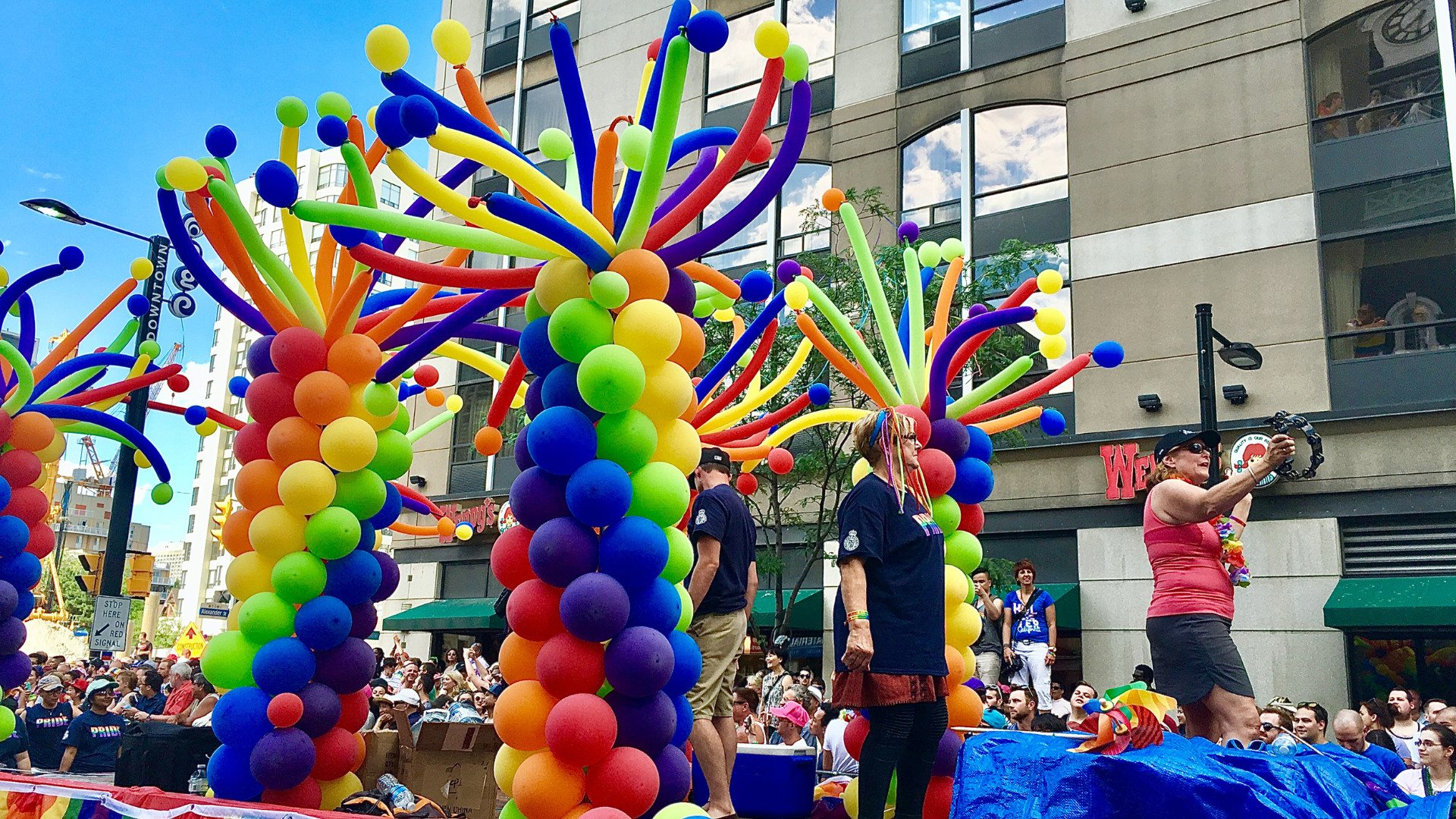 outdoor colorful balloon columns
