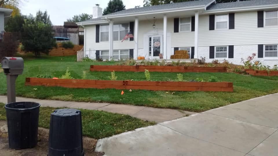 A house with a lot of planters in front of it