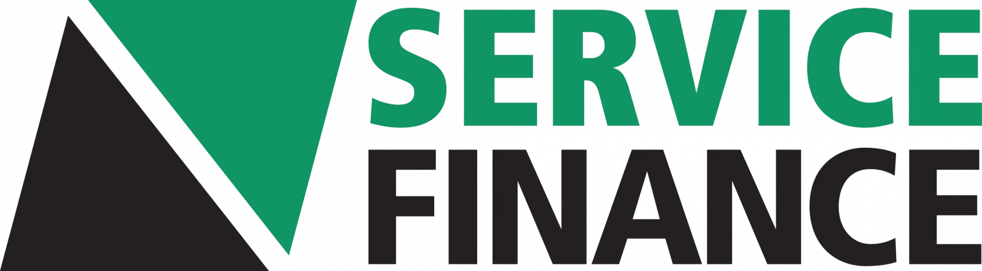 Service Finance logo with green and black geometric mark and bold black text.
